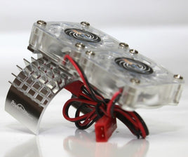 PowerHobby Aluminum Motor Heatsink & Twin Cooling Fan, for Slash 4WD, Silver
