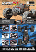HoBao HYPER MTE 1/8 MONSTER TRUCK PLUS ELECTRIC RTR w/ (BLACK BODY) WITH HOP UP INCLUDED [HB-MTE-C150DG+OP-0134]