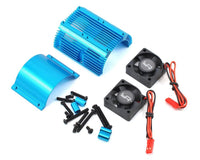 Yeah Racing 1/8 Twin Fan Disipador de calor de aluminio con 2 ventiladores (azul) (40,8 mm de diámetro)
